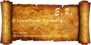 Einvachter Klaudia névjegykártya